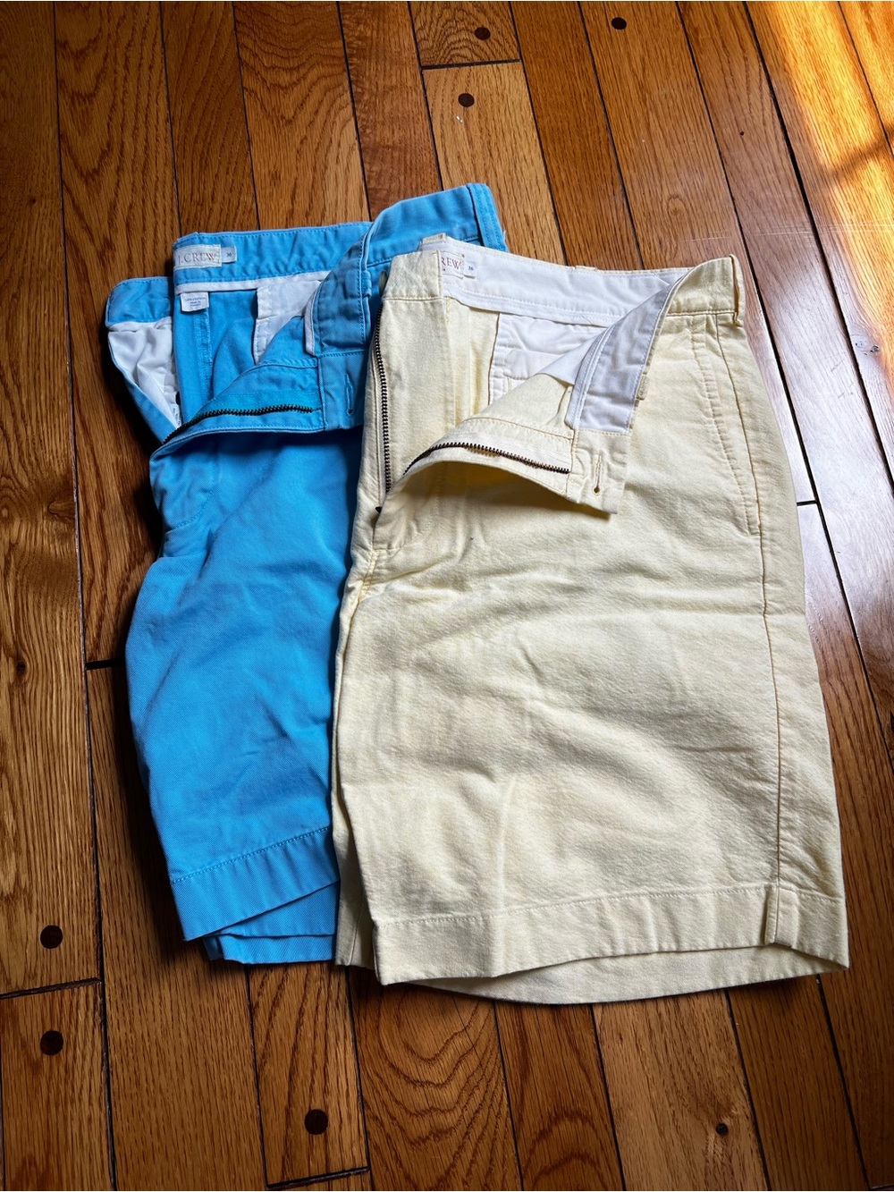 Two Casual men’s Shorts — Blue & Pale Yellow